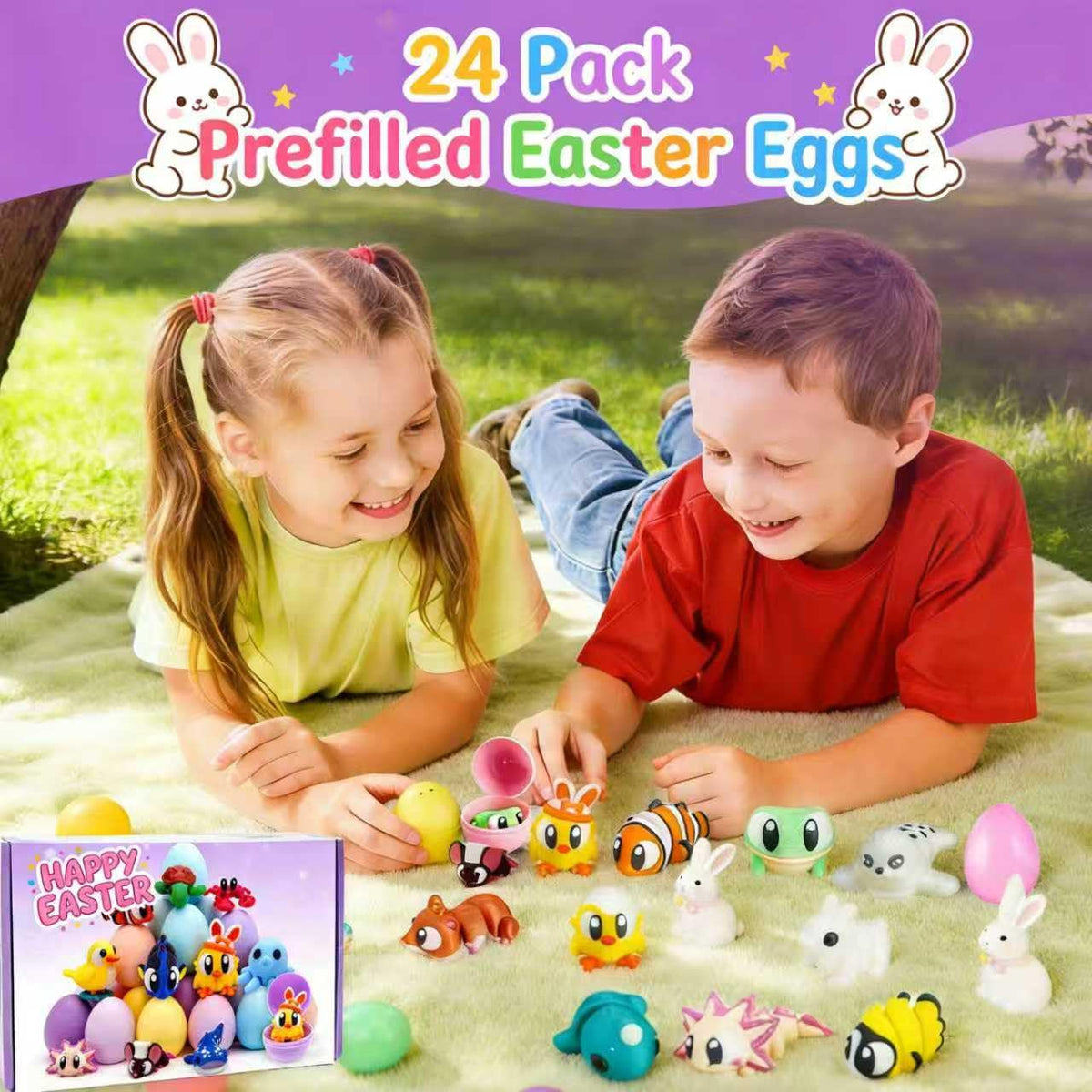 ICOME eggs designed for outdoor egg hunts with durable, reusable plastic shells.