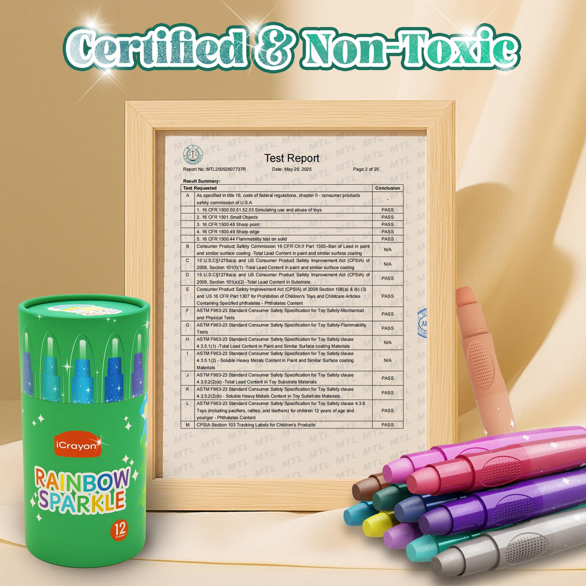 iCrayon metallic glitter finish crayons in use