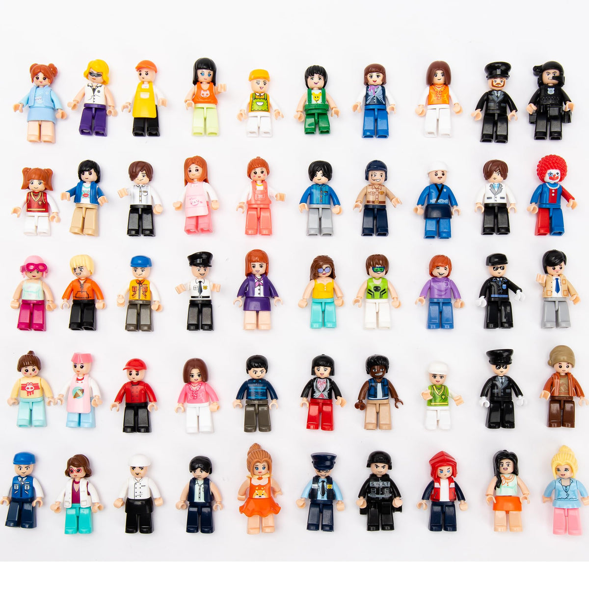 IcyHit building mini-figures collection shows 50 diverse designs for imaginative city scenes.