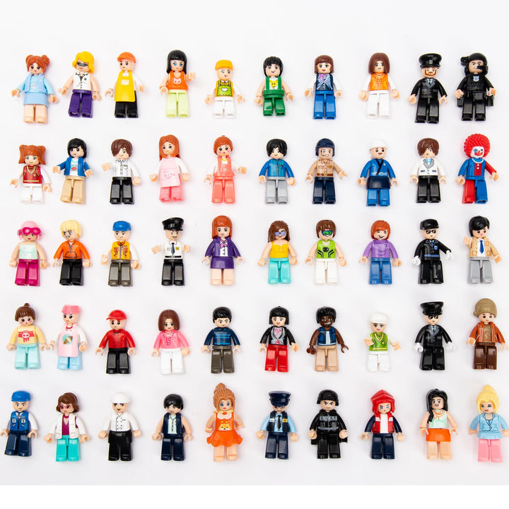 IcyHit building mini-figures collection shows 50 diverse designs for imaginative city scenes.