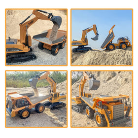 ID Gerilla RC excavator includes rechargeable batteries for long sessions.