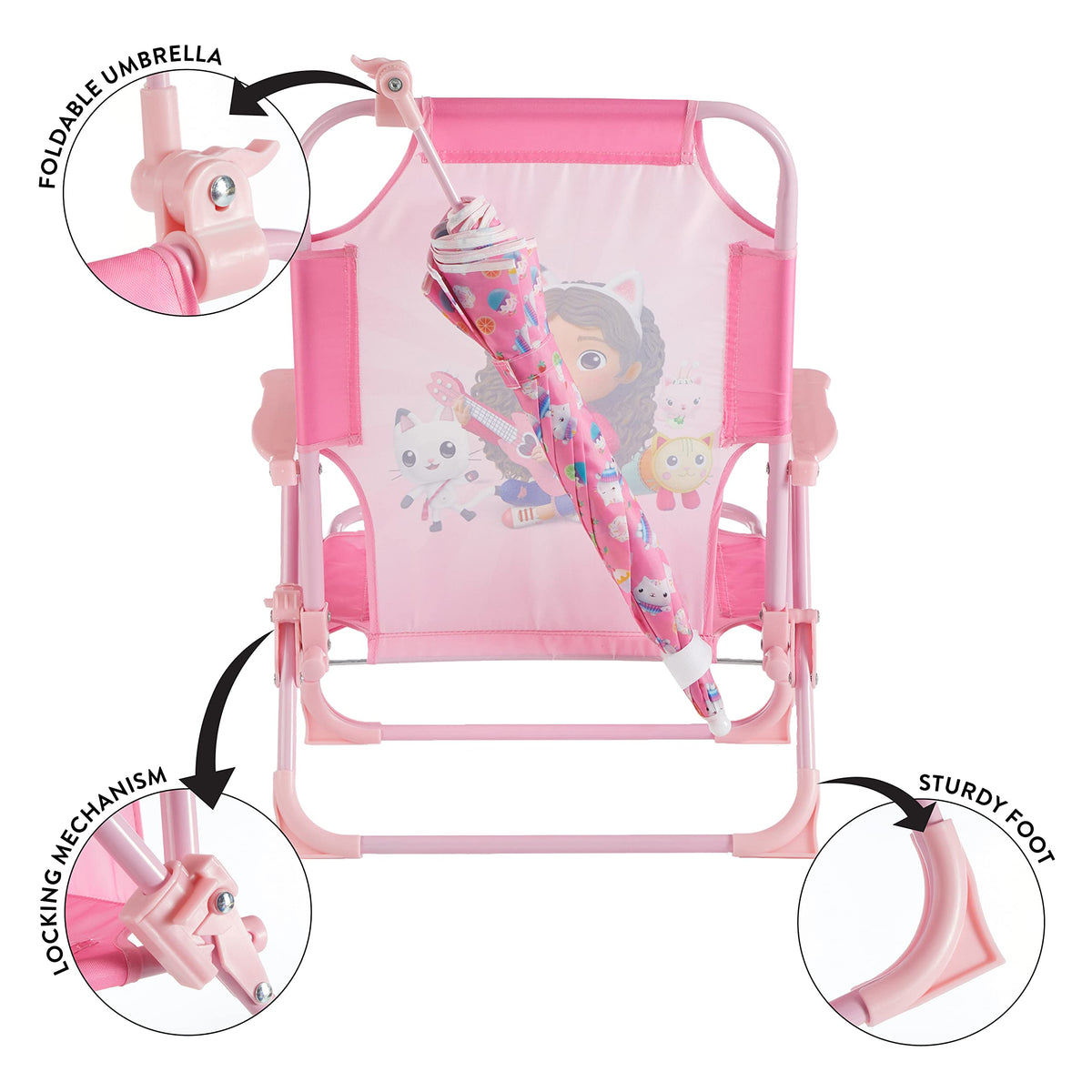  Gabby’s Dollhouse chair fully open with dimensions suitable for children