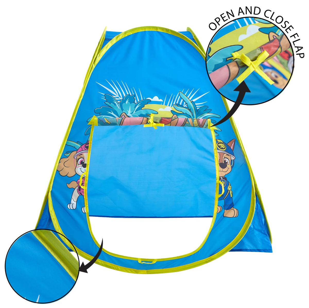 Idea Nuova Paw Patrol tent front flap ties for cozy entry