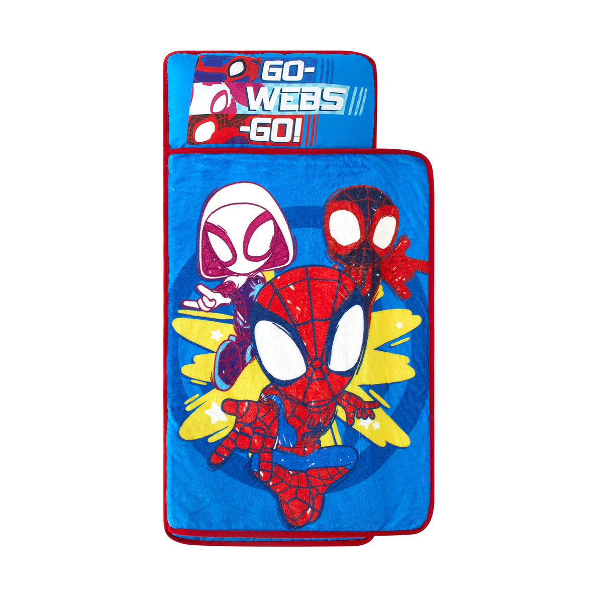Idea Nuova Spidey nap mat design with bright artwork for engaging nap time.