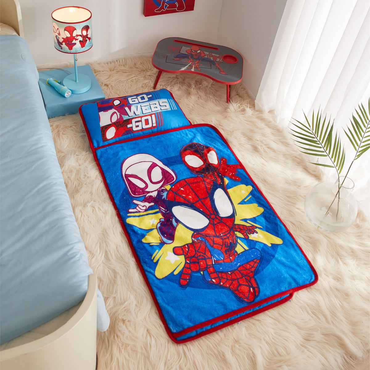 Idea Nuova Spidey nap mat dimensions 20x46 inches provide toddler sized coverage.
