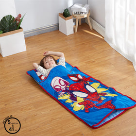 Idea Nuova Spidey nap mat soft plush fabric feels gentle.