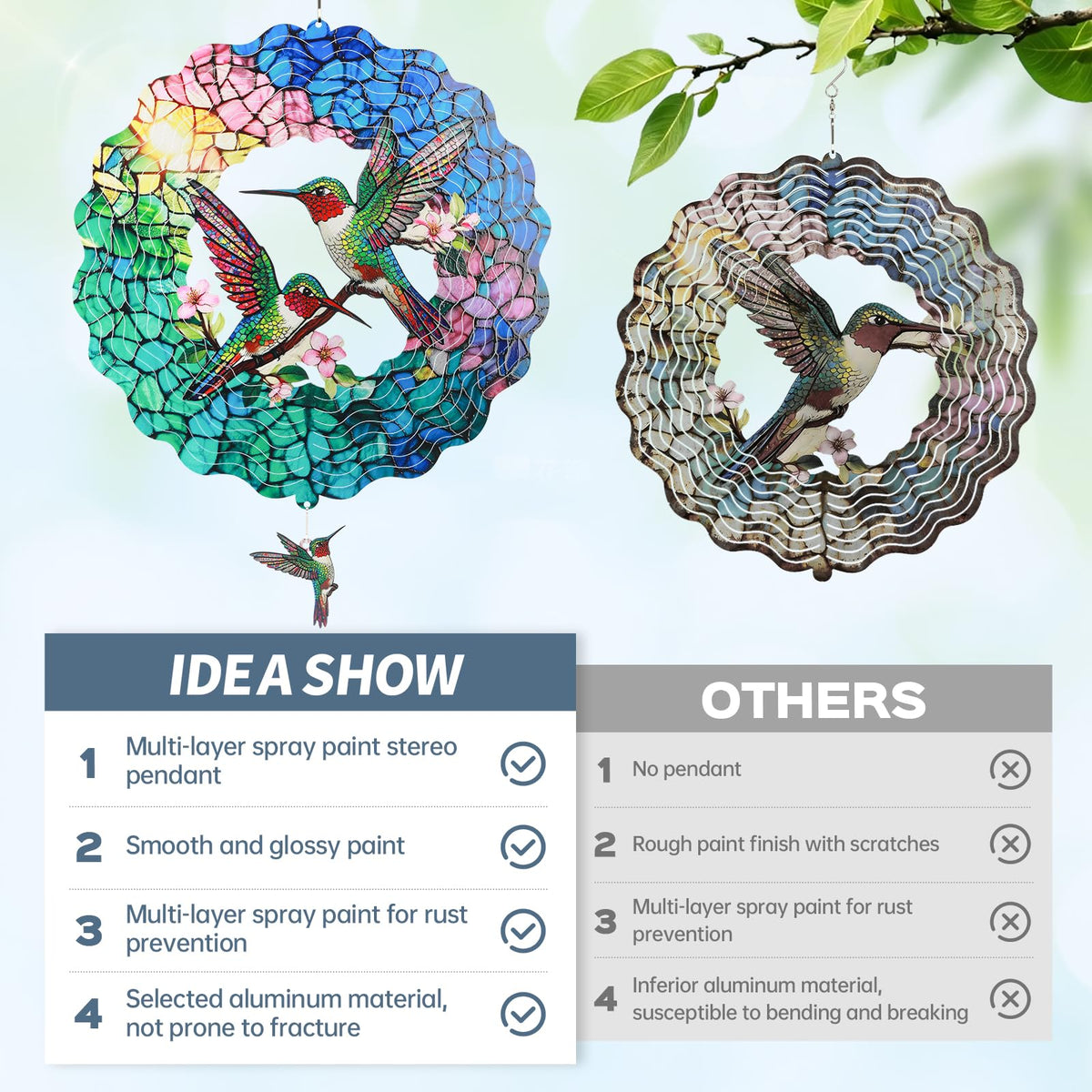 IDEA SHOW 3D kinetic wind spinner creates captivating reflections in sunlight