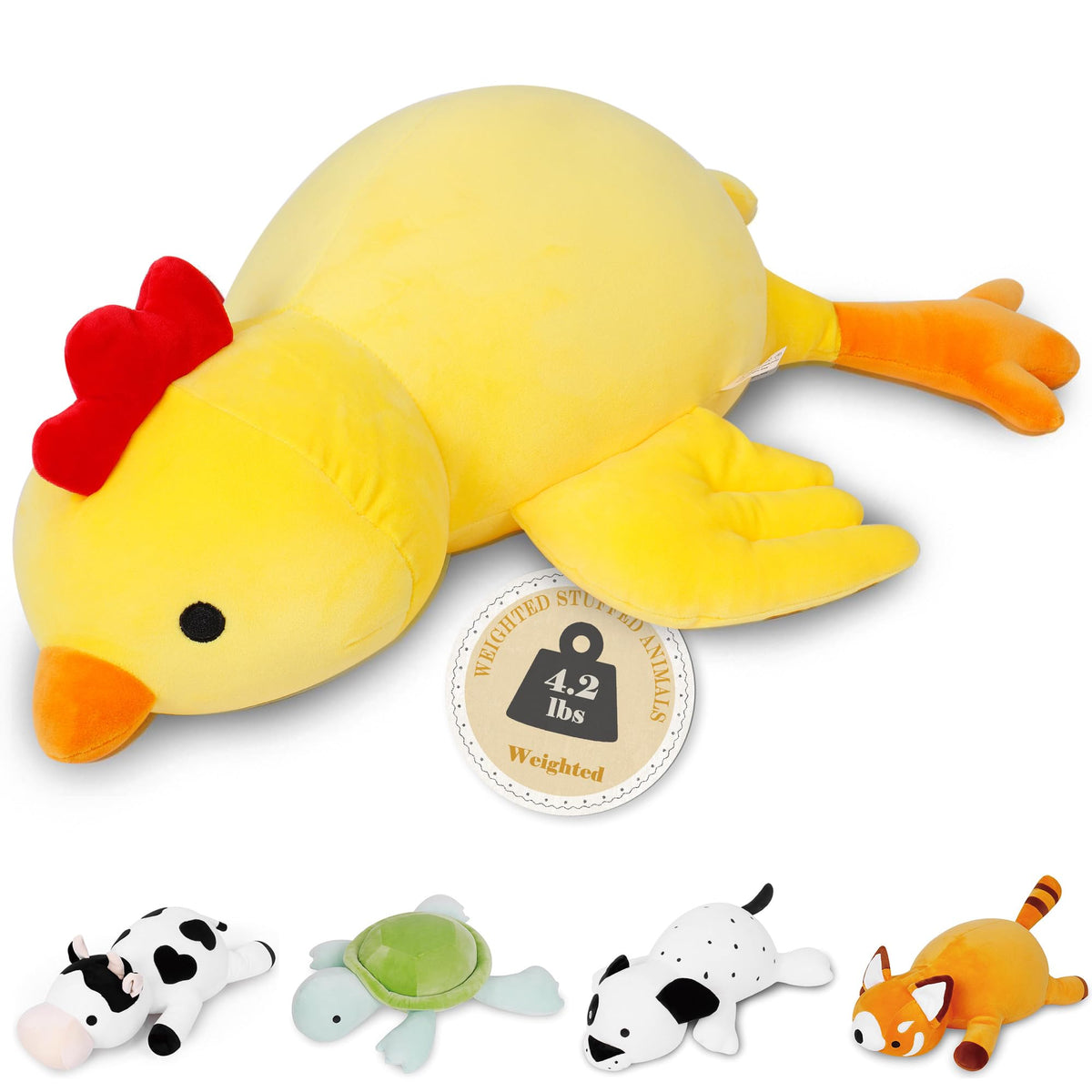 IdeaMeme weighted chick plush face close-up showing soft texture for cozy play