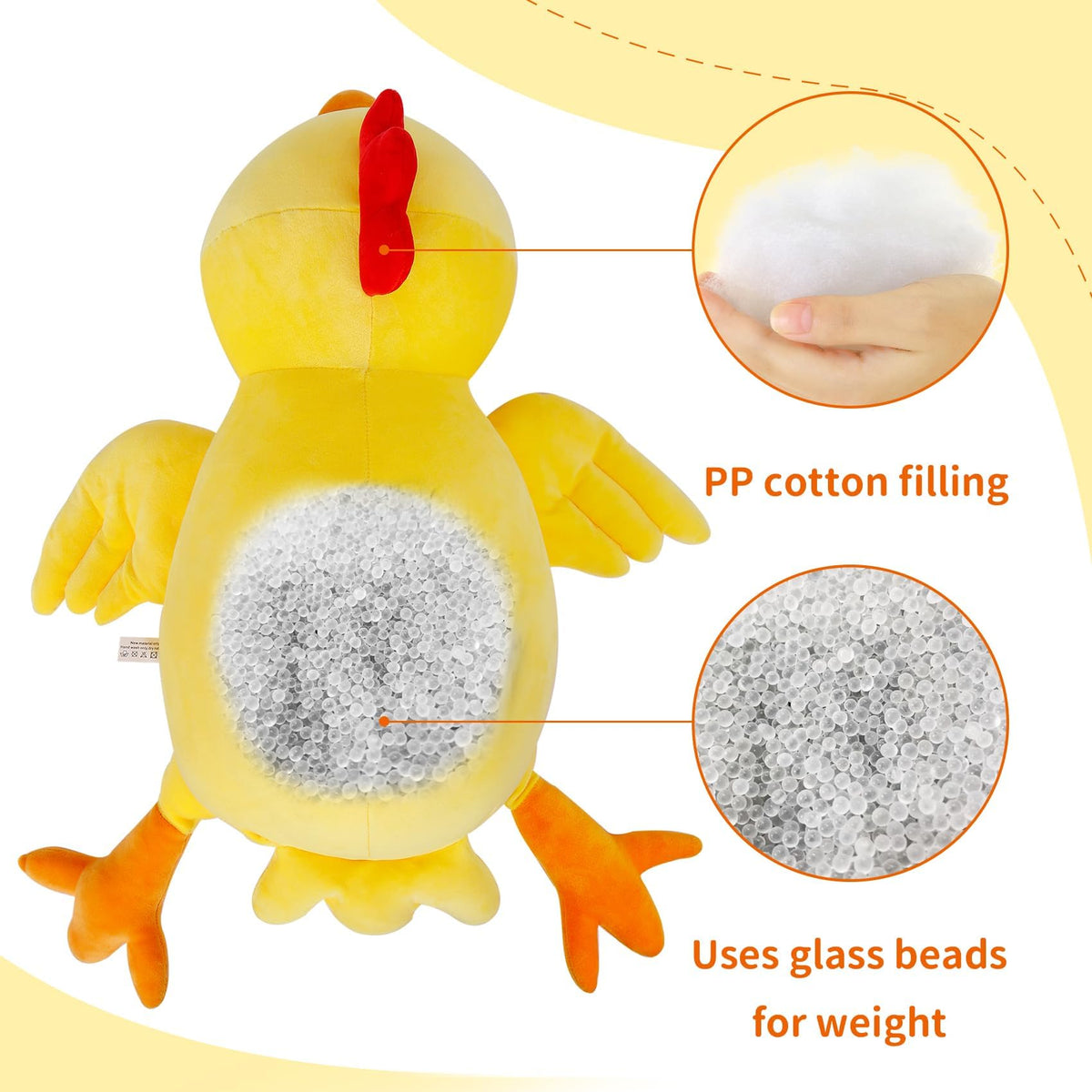 IdeaMeme chick plush on living room sofa for family moments