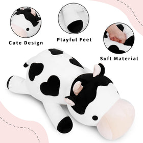IdeaMeme Cow Weighted Plush close-up, durable stitching and fabric quality.