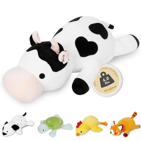 IdeaMeme Cow Weighted Plush front view, soft touch for relaxing evenings.