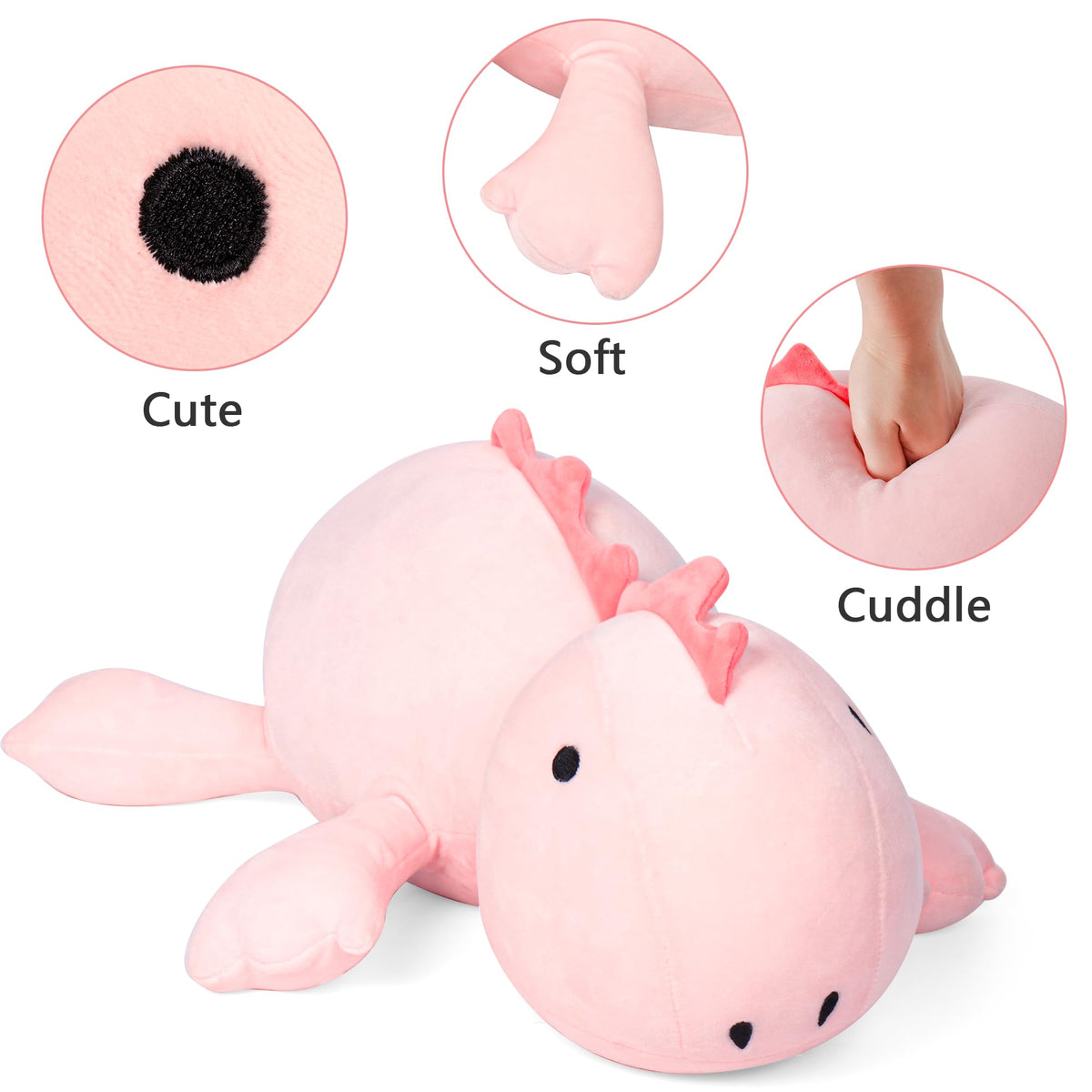 IdeaMeme dino plush packed in vacuum-sealed bag, gift-ready