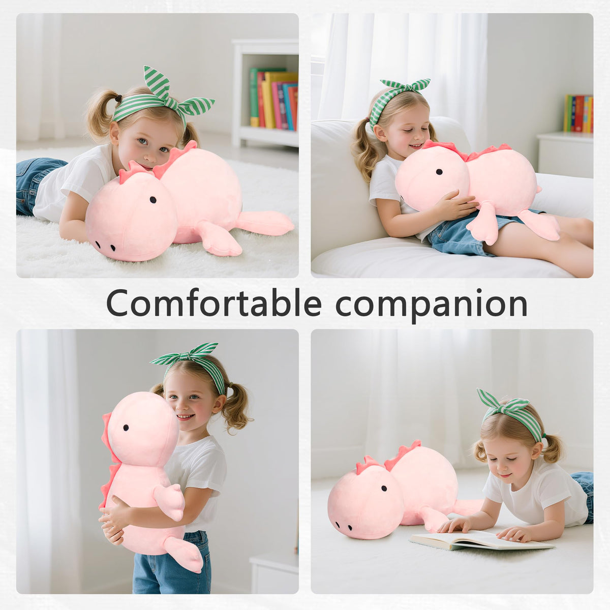 IdeaMeme dino plush in living room adds warm, comforting decor