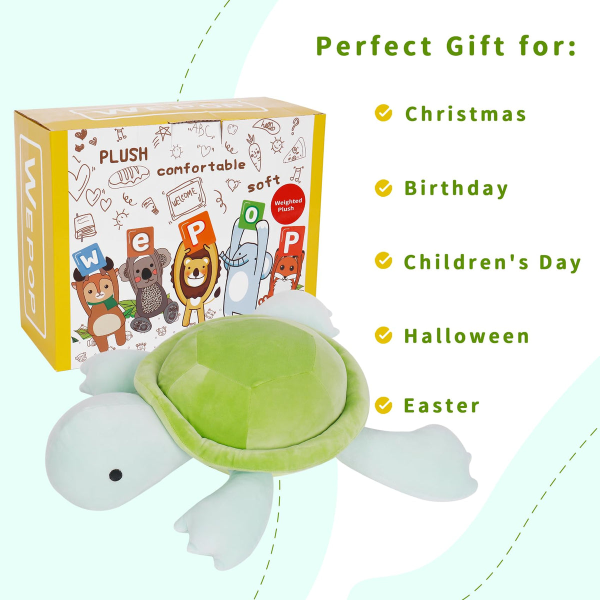 IdeaMeme Turtle Weighted Plush gift-ready packaging inspires gifting.