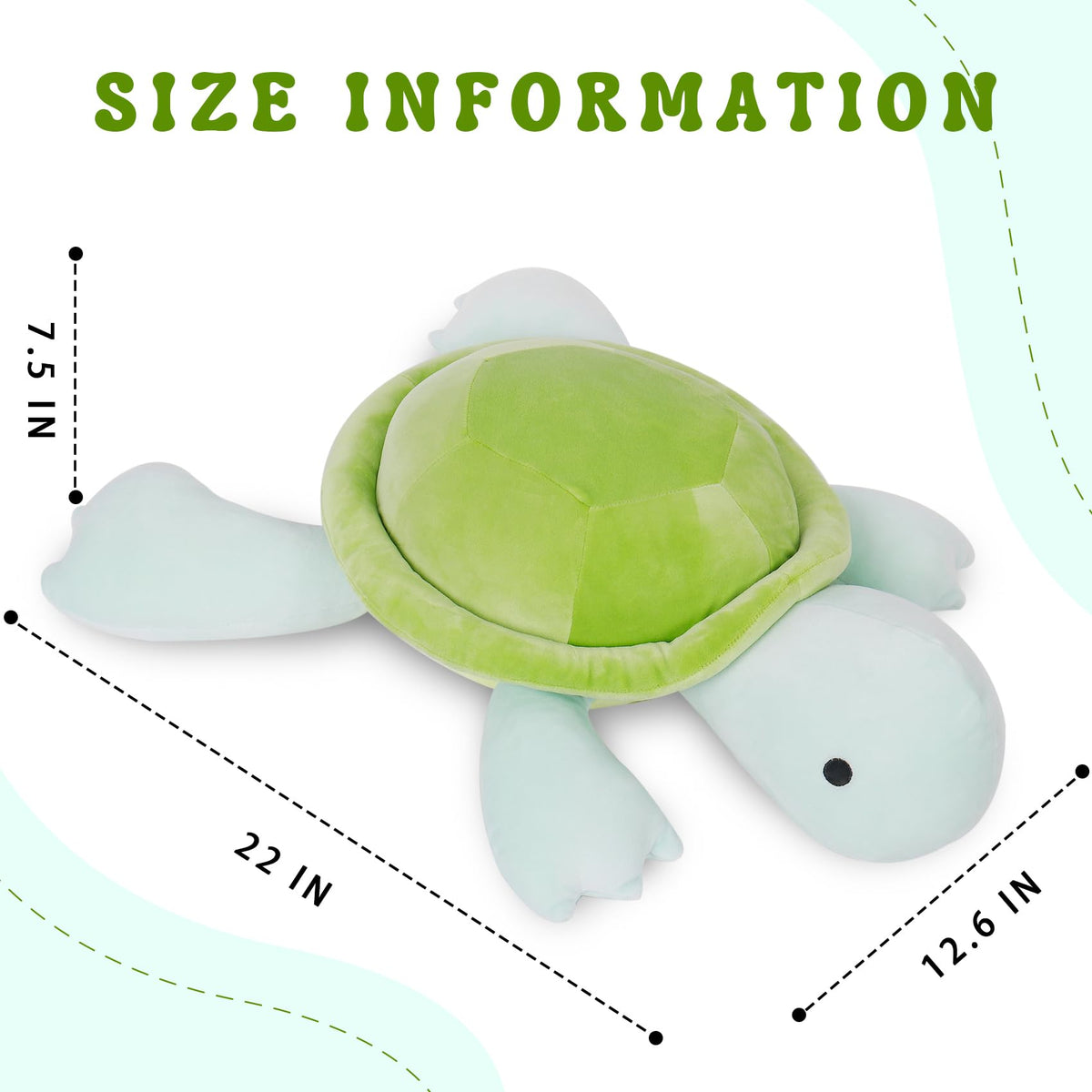 IdeaMeme Turtle Weighted Plush side view highlights soft texture ideal for hugging and relaxation.