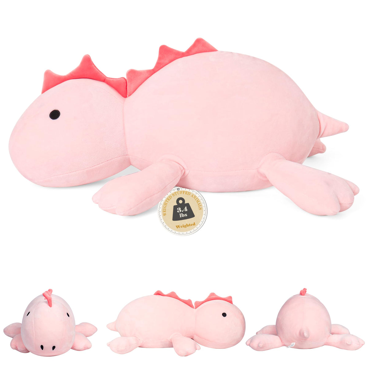 IdeaMeme weighted dino plush 22in with comforting heft for relaxing TV time