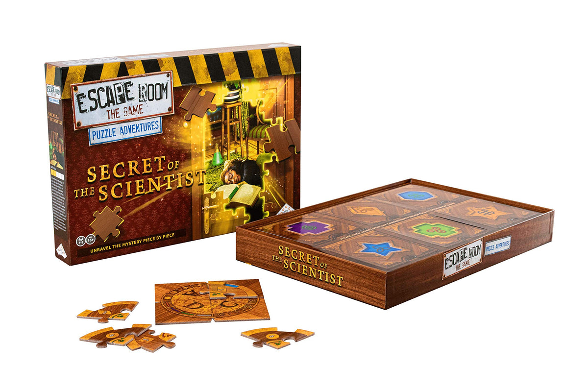 Identity Games escape room board game puzzle showing a sprawling mansion for collaborative problem solving.