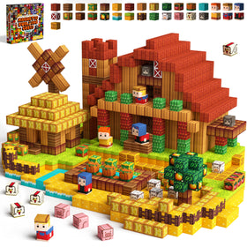 idoot farm-themed magnetic blocks show a barn scene for imaginative play.