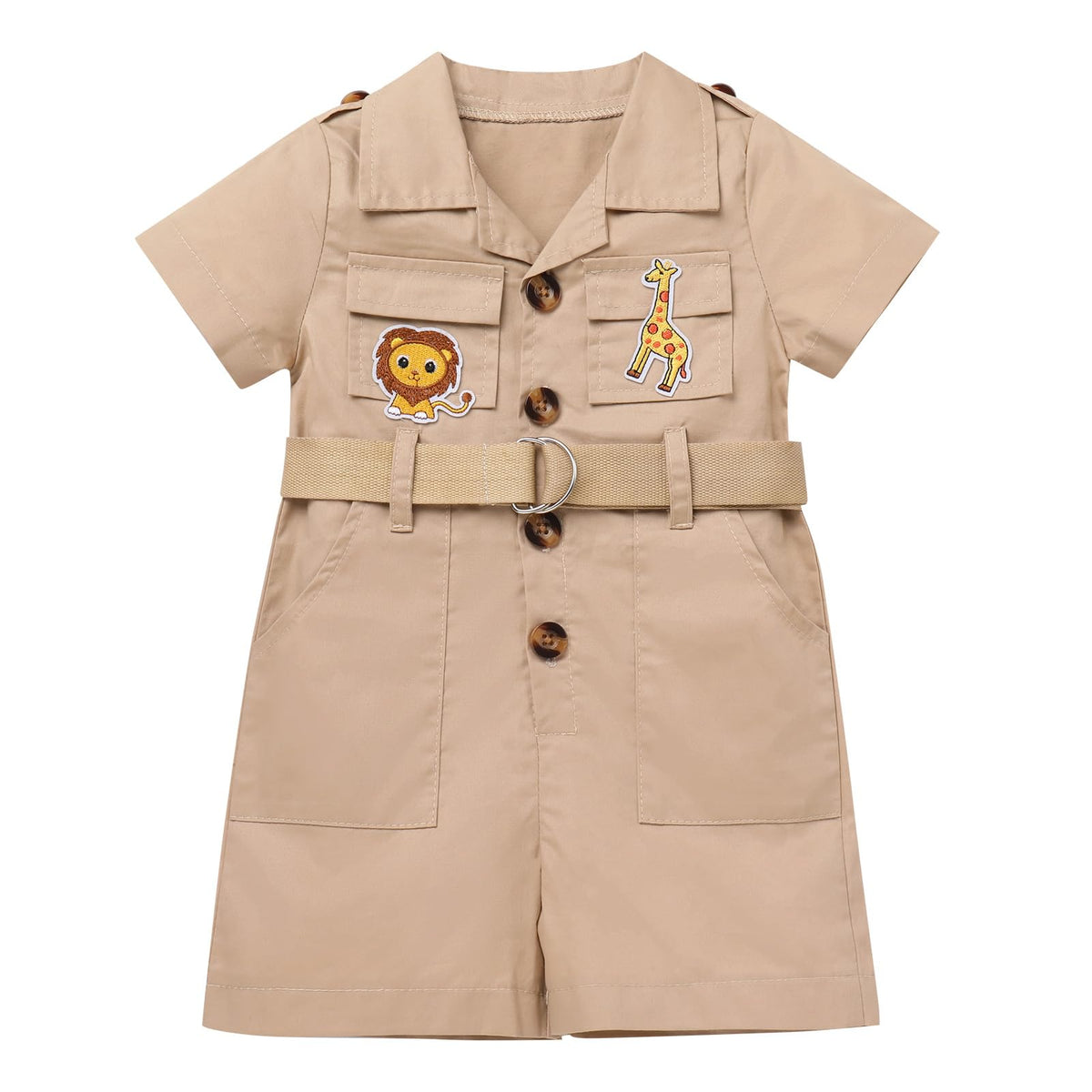 IDOPIP safari jumpsuit pocket detail highlights practical storage for adventures.