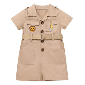 IDOPIP safari jumpsuit pocket detail highlights practical storage for adventures.