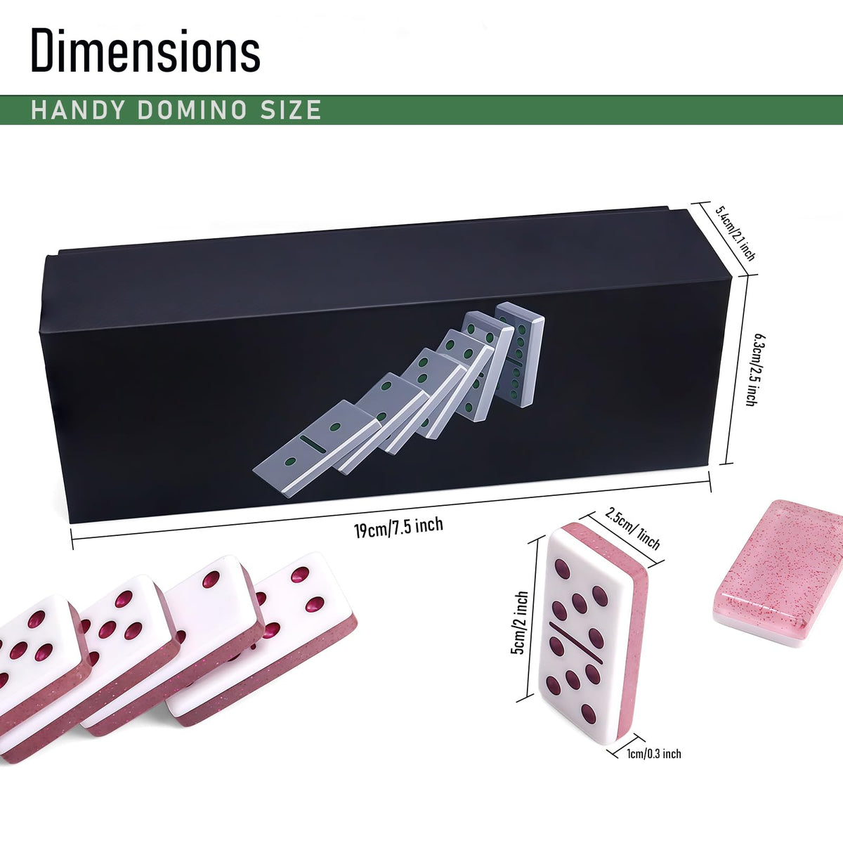 IDTQ durable acrylic domino tiles with smooth edges.