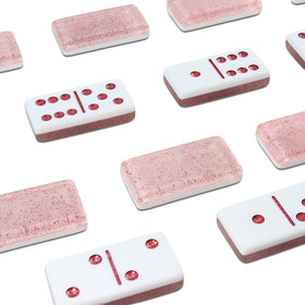 IDTQ Dominoes Set with pink gift box, premium packaging for gifting or display.