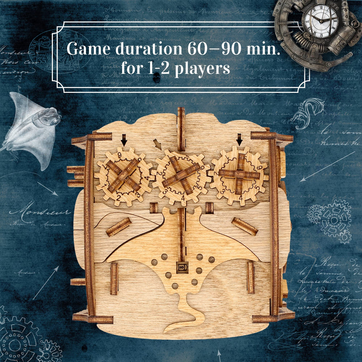 Close-up of Cluebox mechanisms inviting you to unlock the next step of the puzzle.