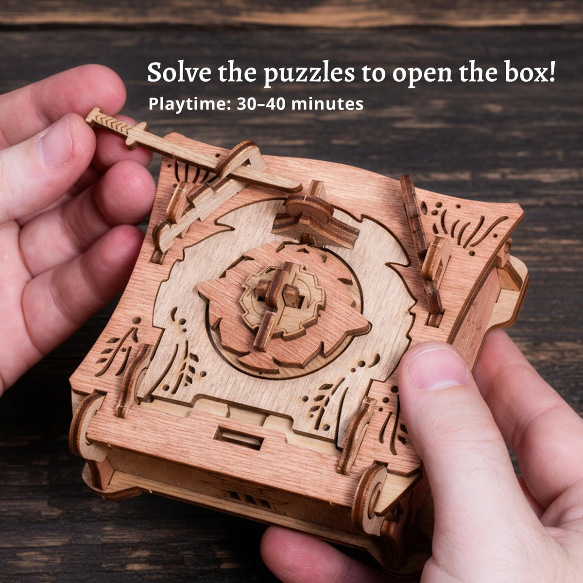idventure Samurai puzzle box coin activation demonstrates tactile start to puzzle
