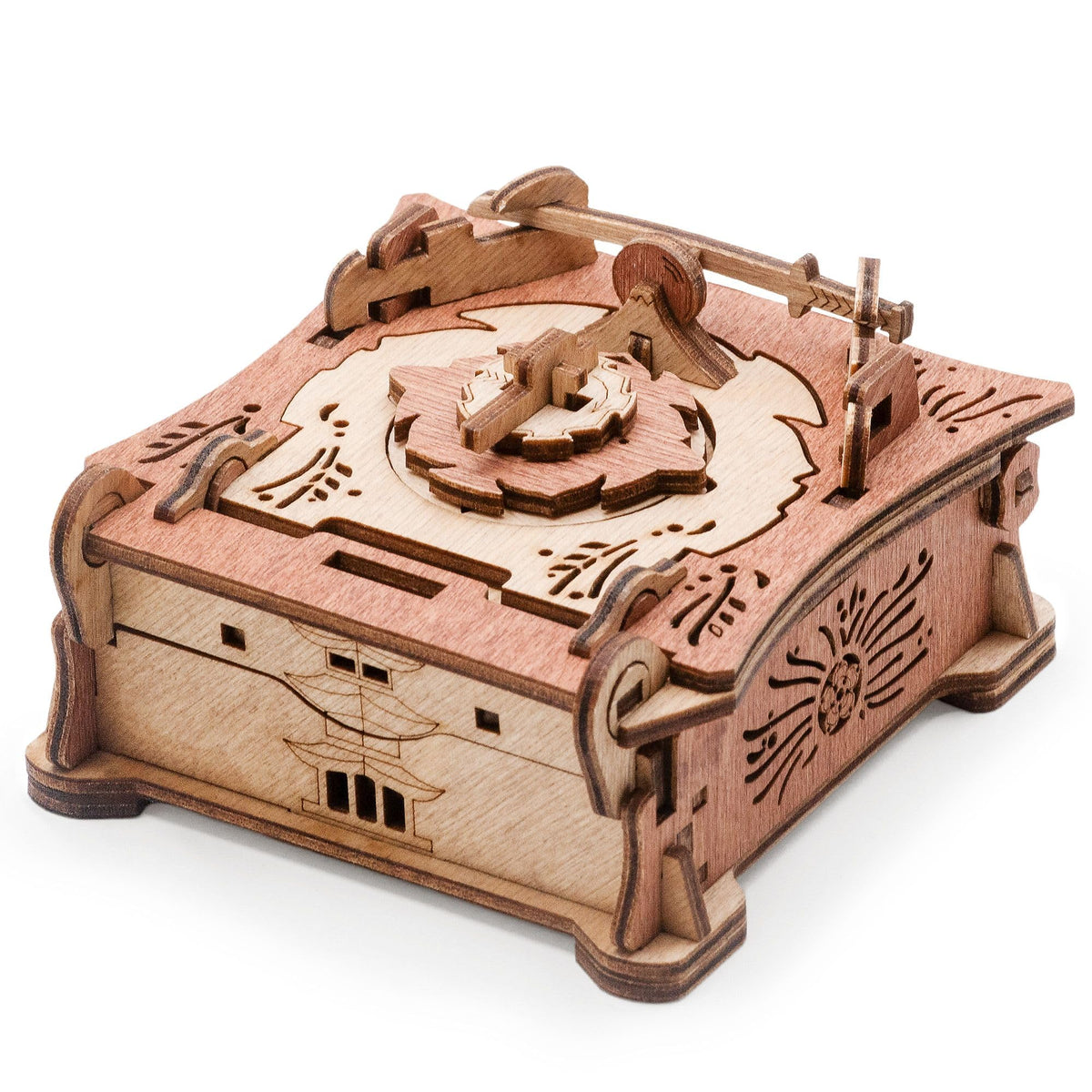 idventure Samurai puzzle box front view shows premium birch wood for gifting