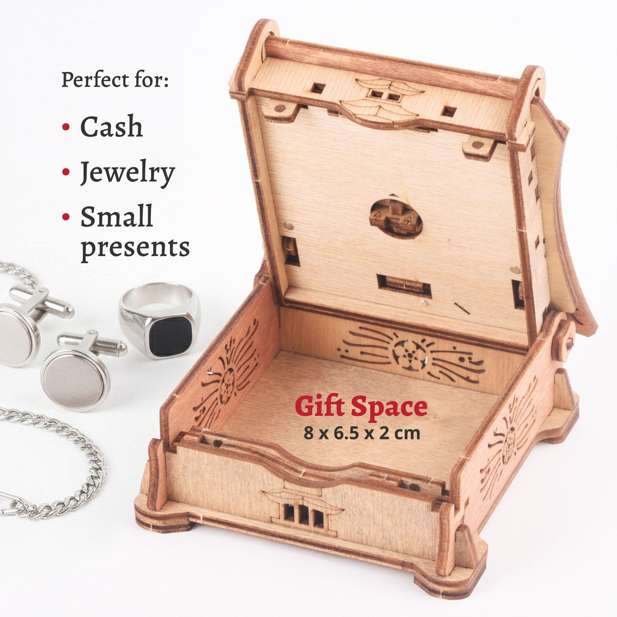 idventure Samurai puzzle box reusable display shows resettable treasure box for future gifts