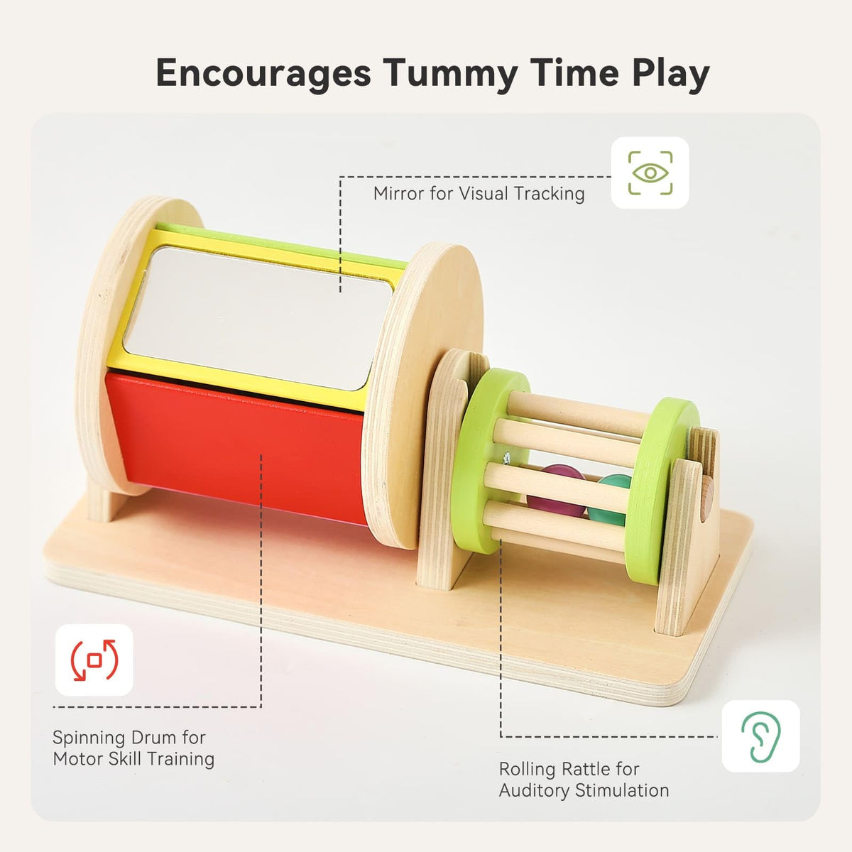 IEATFO mirror and bells sensory toy encourages visual tracking