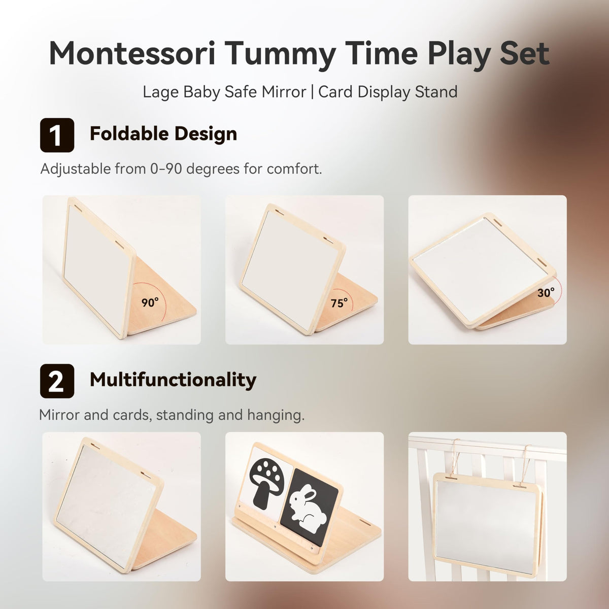 IEATFO tummy time play set 20 high-contrast cards for evolving sensory play.