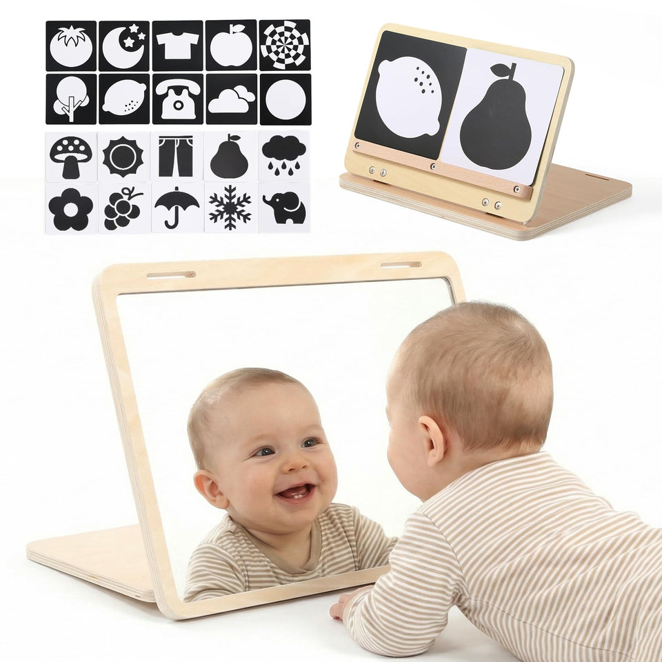 IEATFO tummy time play set adjustable angle mirror supports engaging tummy time sessions.