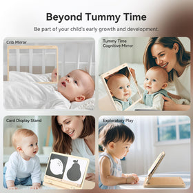 IEATFO tummy time play set extra-large non-glass mirror with wooden frame.
