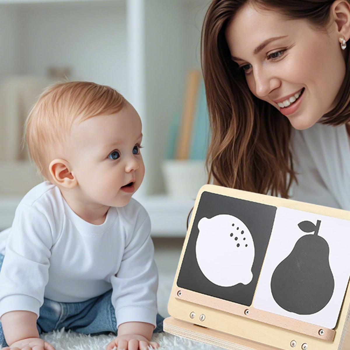 IEATFO tummy time play set grows into toddler book stand or tablet holder.