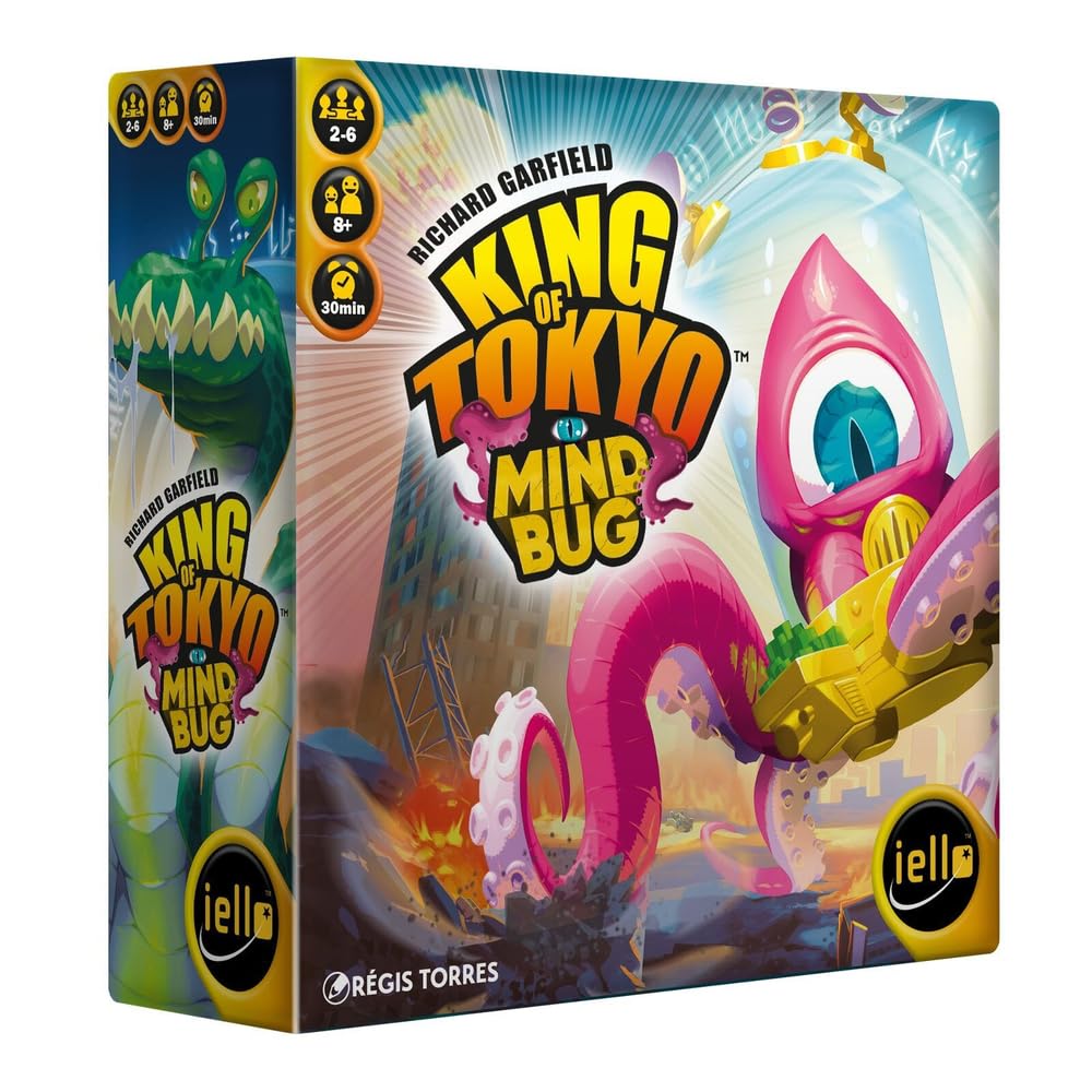 IELLO Mindbug expansion box front showing new rules and components for smarter battles.
