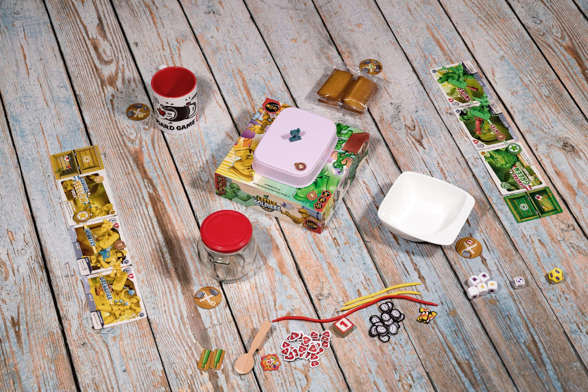 IELLO Little Soldiers vibrant play area on a clutter-free table.