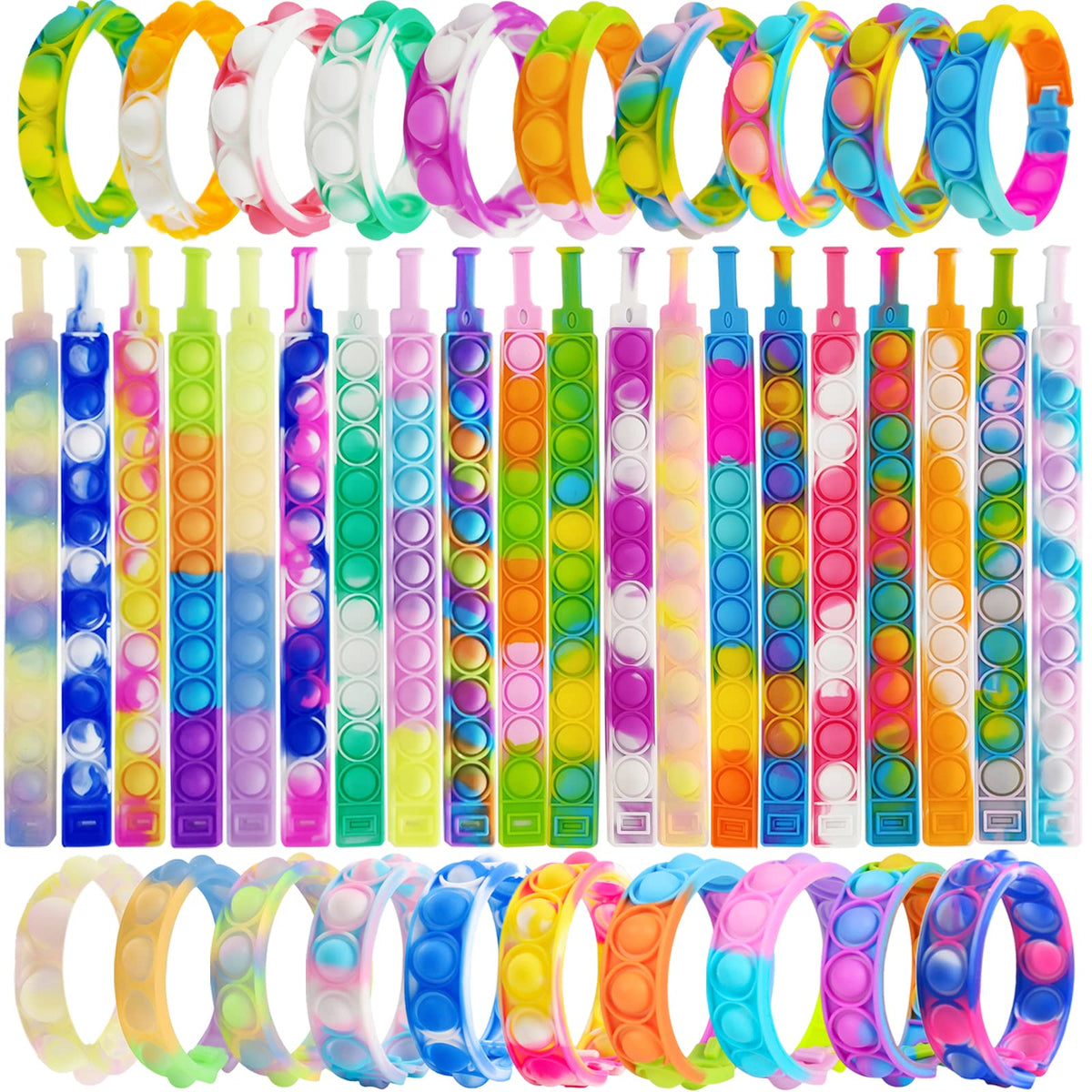 IERKEIE pop bracelet wristband front view for tactile stress relief and color appeal
