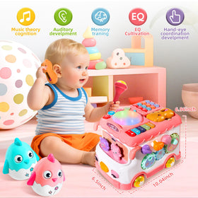 iFaveorr montessori bus pink drum light enhances sensory awareness through music and glow