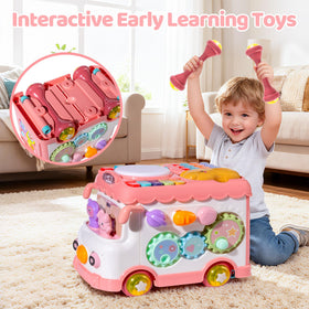 iFaveorr montessori bus pink gears and switches support fine motor exploration