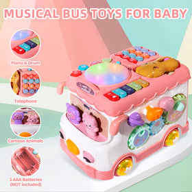 iFaveorr montessori bus pink keyboard encourages learning rhythms and cause-and-effect play