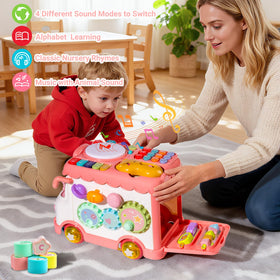 iFaveorr montessori bus pink removable sticks invite gripping and rattling fun
