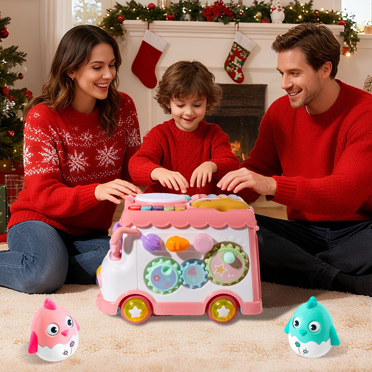 iFaveorr montessori bus pink tumbler bell adds soothing sound during discovery