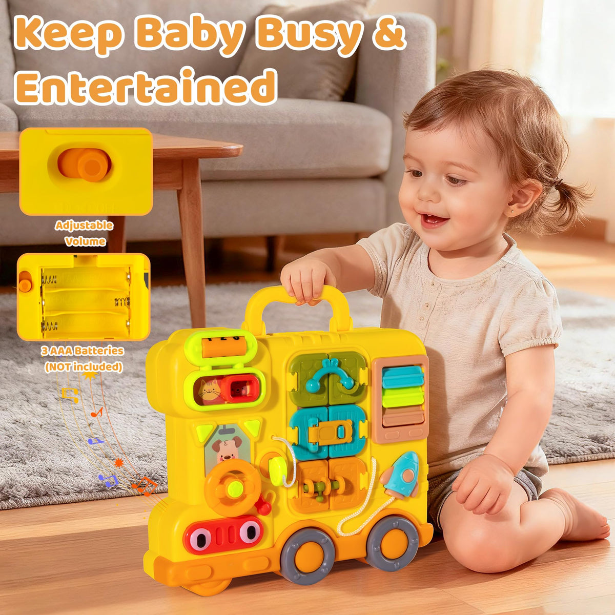 iFaveorr Busy Board steering wheel supports grasp and hand-eye coordination