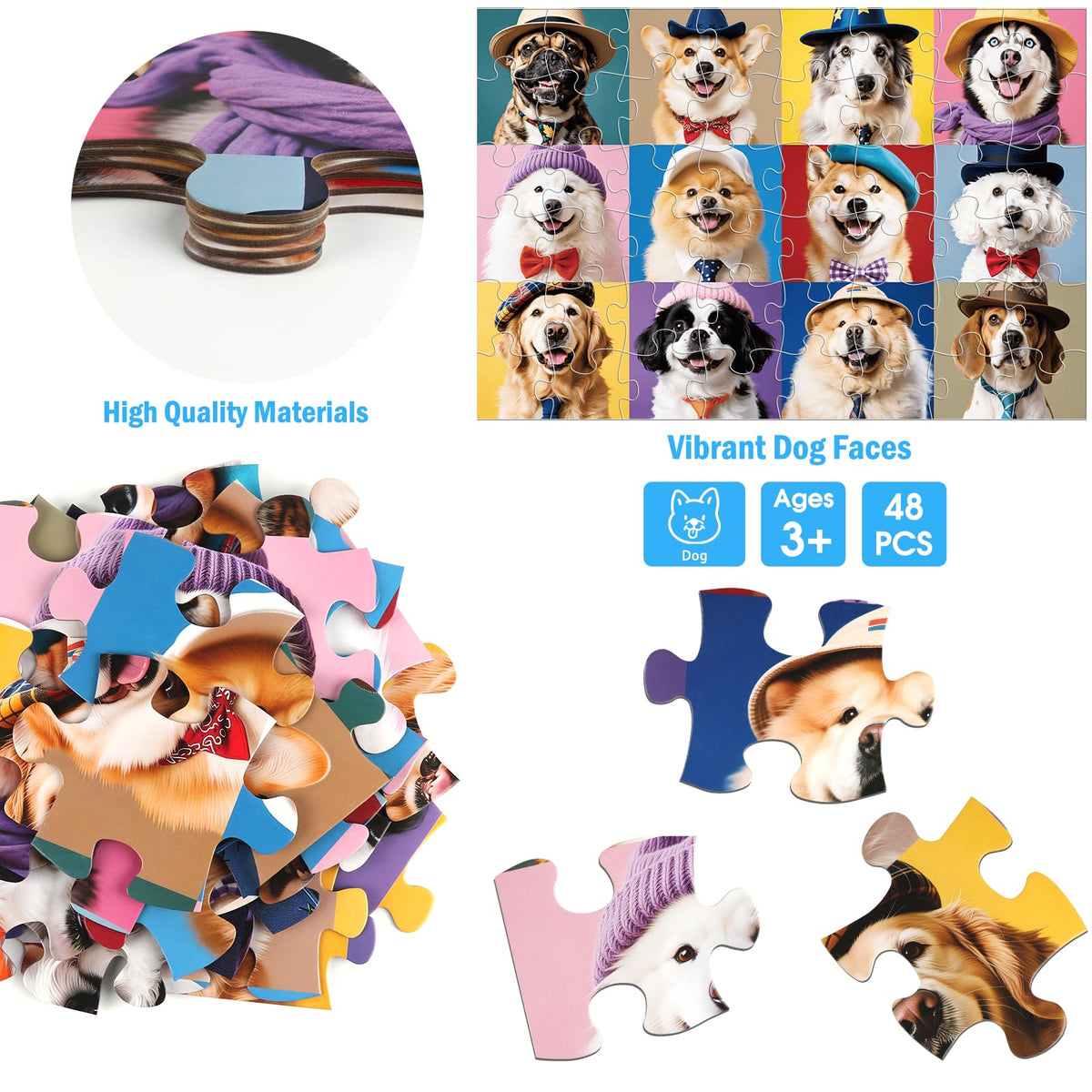 IFLOVE 48-piece puzzle for kids, large pieces aid easy grasp and placement.