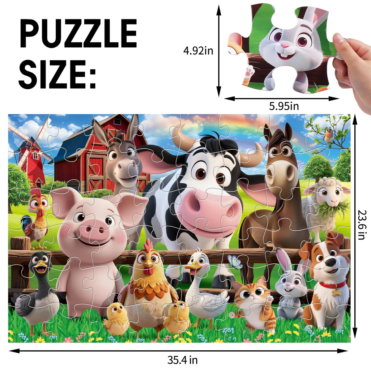 IFLOVE jumbo farm puzzle shows bright colors to boost recognition and play
