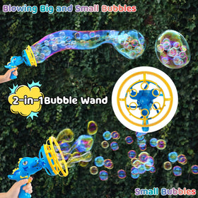 IFLOVE Bubble Gun ready with batteries for quick outdoor fun.