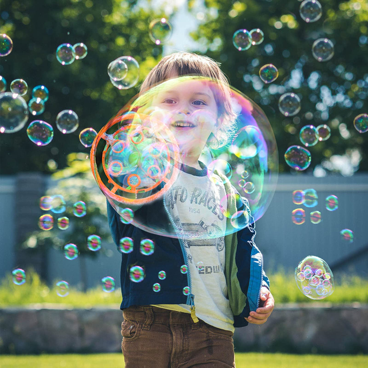 IFLOVE Bubble Gun Dinosaur compact pack, ideal for travel and events.