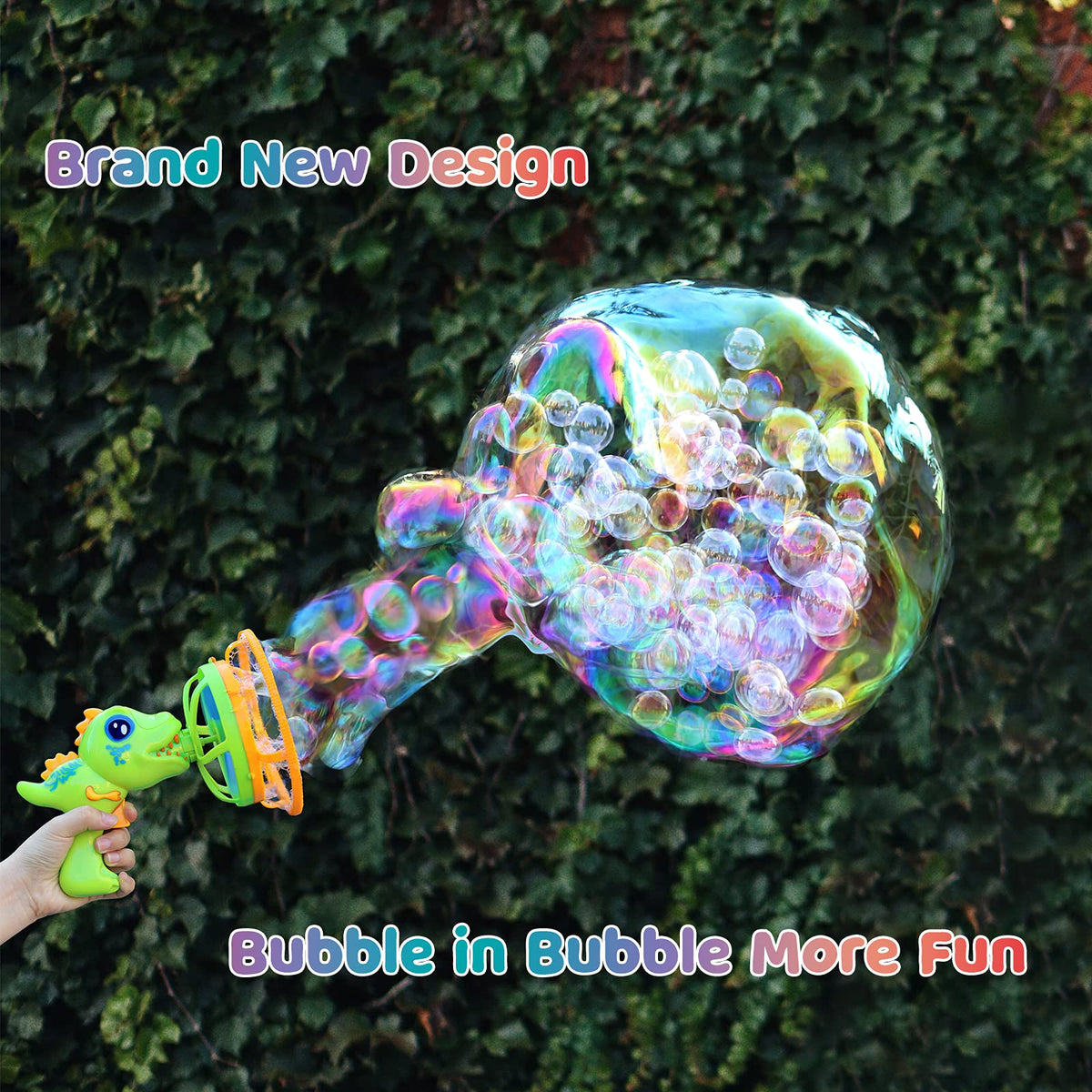 IFLOVE Bubble Gun Dinosaur kids playing to spark imaginative bubble fun.