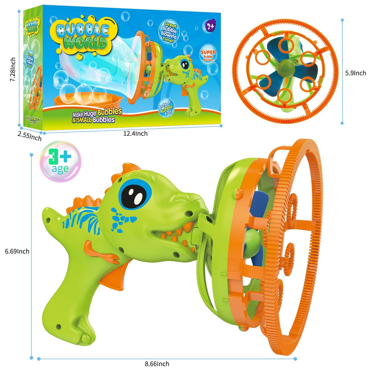 IFLOVE Bubble Gun Dinosaur uses solution dish for smooth operation.